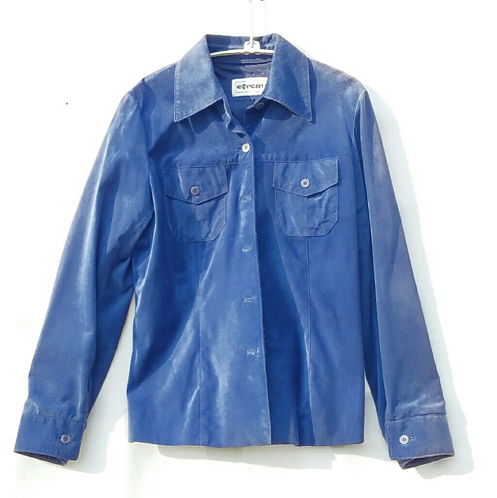 Vintage 1970s Efrem Blue Suede Jacket/Shirt